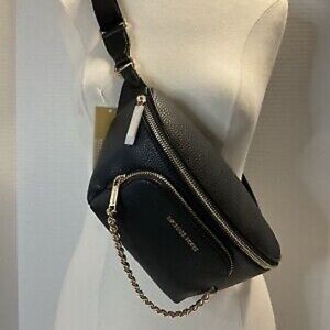 Michael Kors Black Leather Sling MSGR w Chain